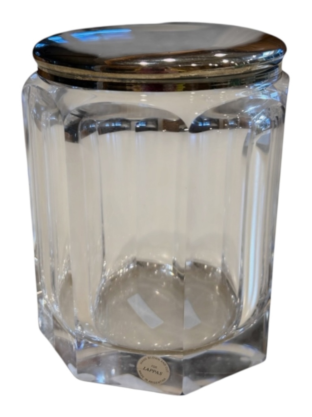 Vintage PLATA LAPPAS Hand Blown Cut Crystal jar/a